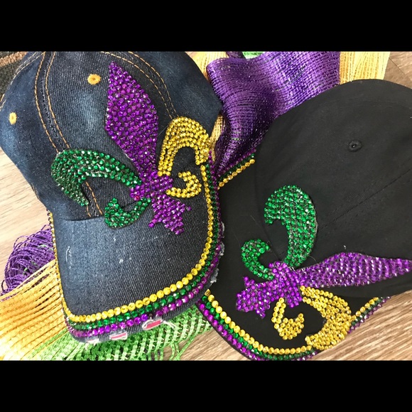 Accessories - FLEUR DE LIS DISTRESSED DENIM CAP